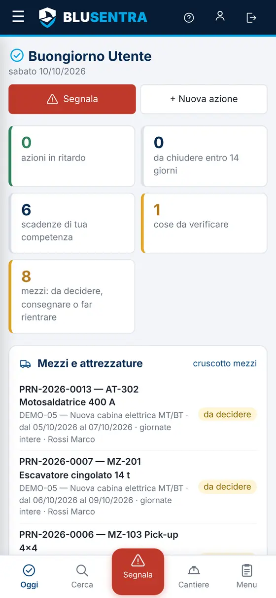 Pagina Cosa devo fare oggi sul telefono